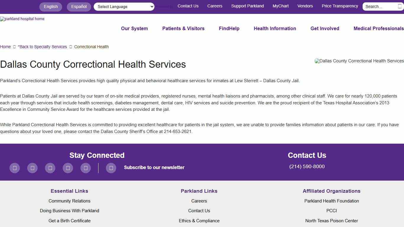 Dallas County Correctional Health Services Parkland Health