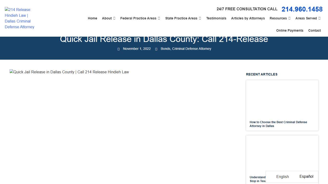 Quick Jail Release in Dallas County: Call 214-Release